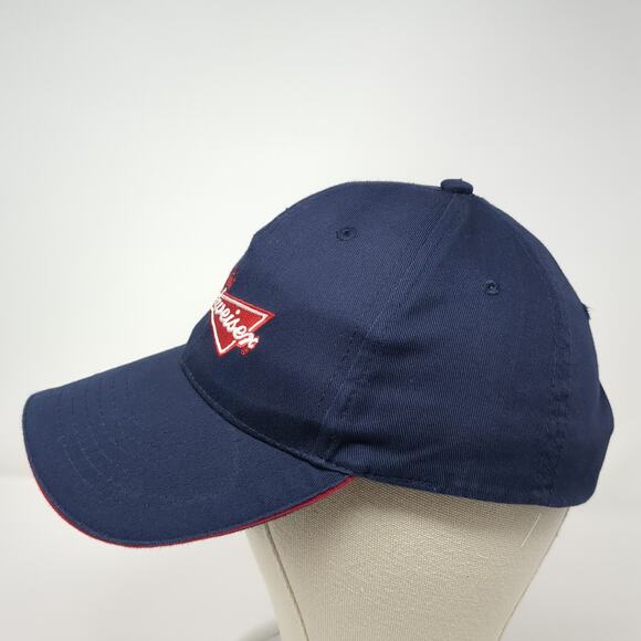 Budweiser Logo Strapback Hat Blue One Size Embroidered Vent Holes - Picture 3 of 8